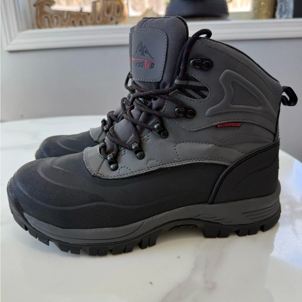 Nortiv8Men's Gray Waterproof snow Boots